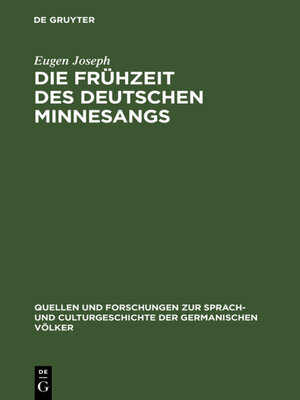 cover image of Die Frühzeit des deutschen Minnesangs